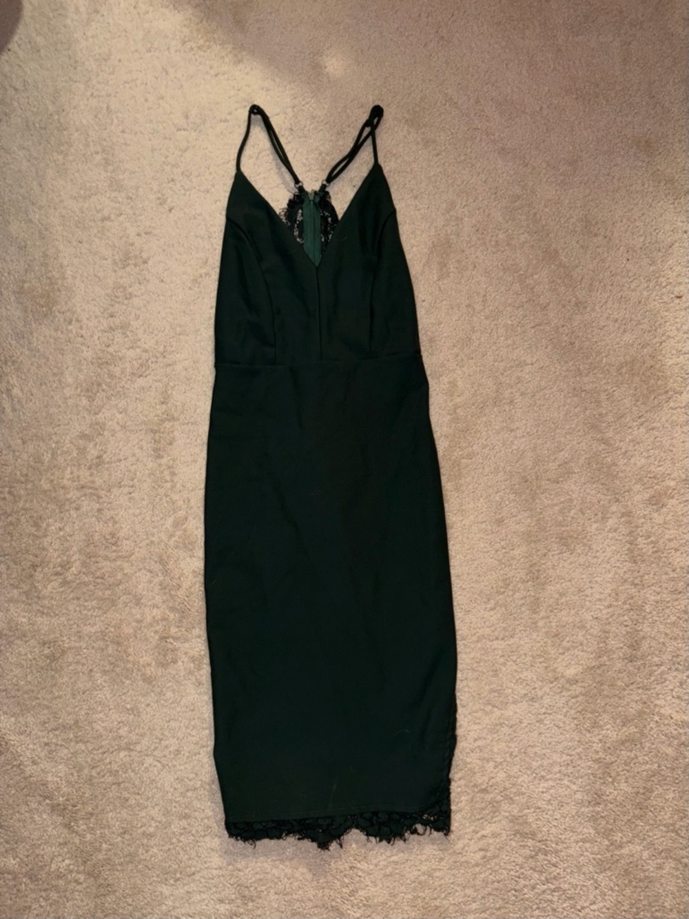 Black Lace-Trim Midi Dress